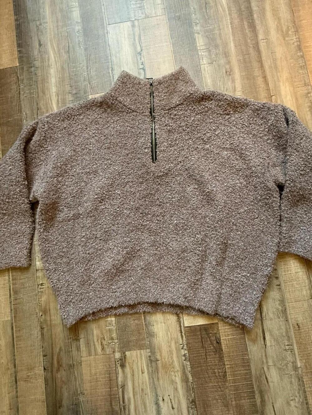 O'Neill Quarter Zip Mock Neck‎ Brown Sz L Soft Cozy